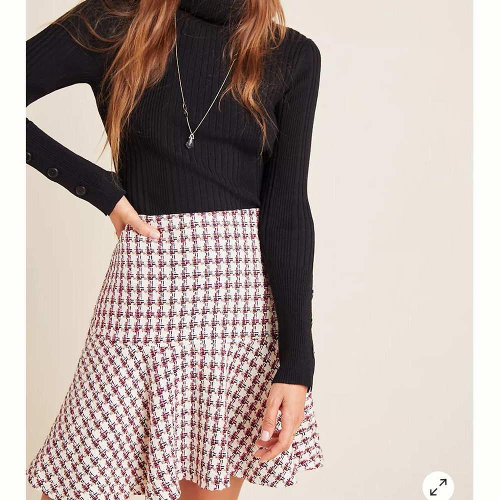 MAEVE by Anthropologie Pink and White Mini Skirt Size US 6